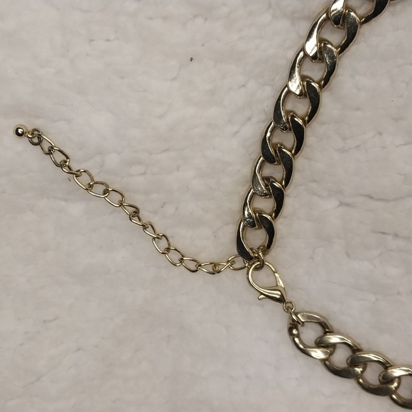 Statement necklace Gold-toned, Acrylic CreamStones and Rhinestones 19" 3 in ext. - Picture 5 of 5